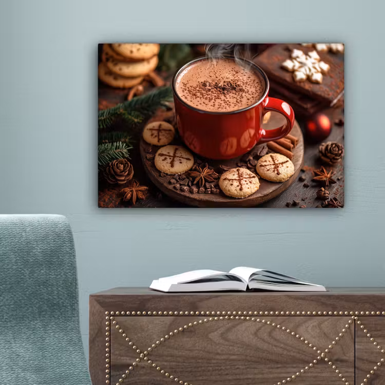 Chocolademelk - Mok - Winter - Kerst - Gezelligheid canvas 2cm klein -sfeer4