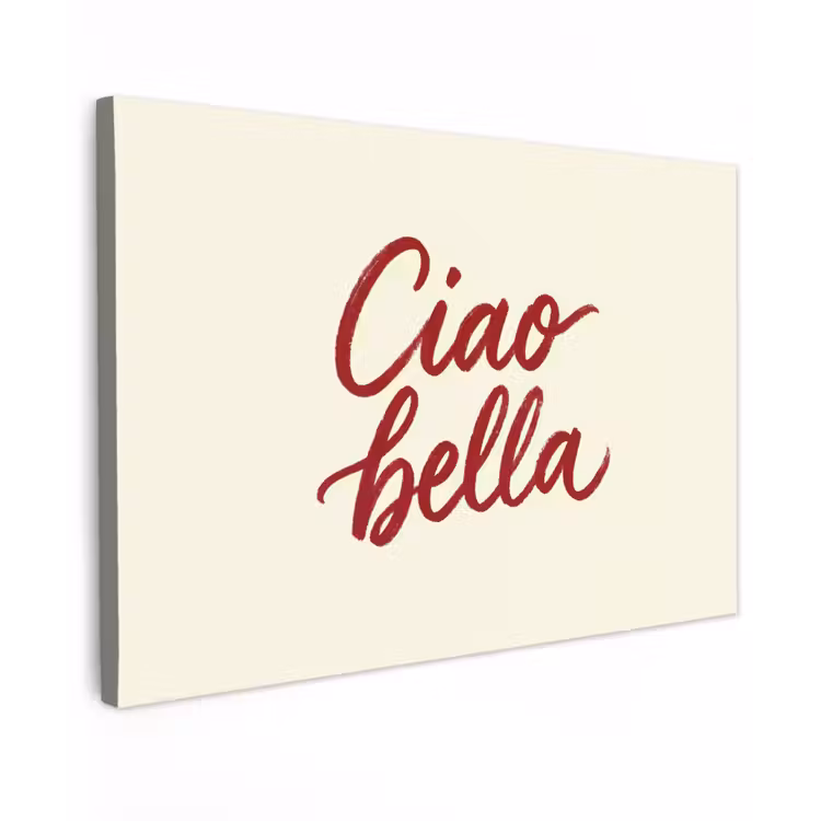 Ciao bella - Rood - Wit - Minimalistisch canvas 2cm klein -z3d