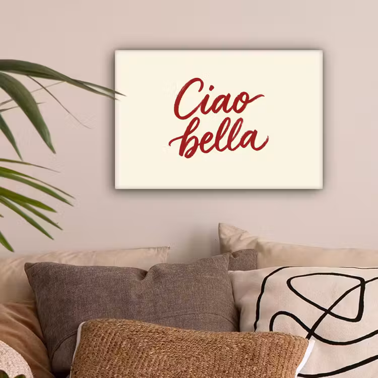 Ciao bella - Rood - Wit - Minimalistisch canvas 2cm klein -sfeer1