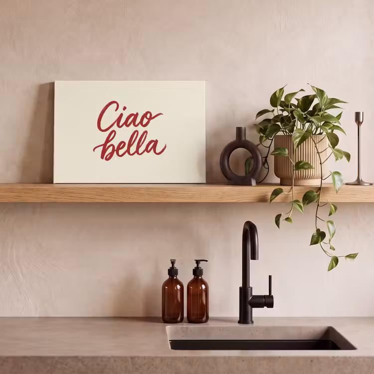 Ciao bella - Rood - Wit - Minimalistisch canvas 2cm klein -sfeer3