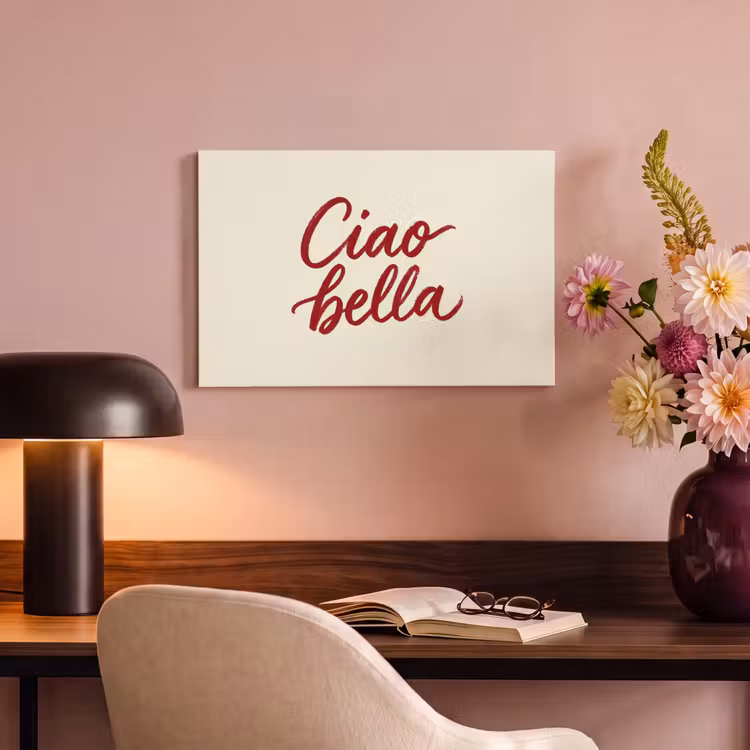 Ciao bella - Rood - Wit - Minimalistisch canvas 2cm klein -sfeer4