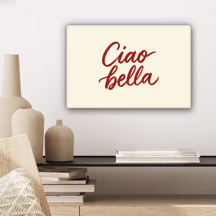 Ciao bella - Rood - Wit - Minimalistisch canvas 2cm klein -sfeer6