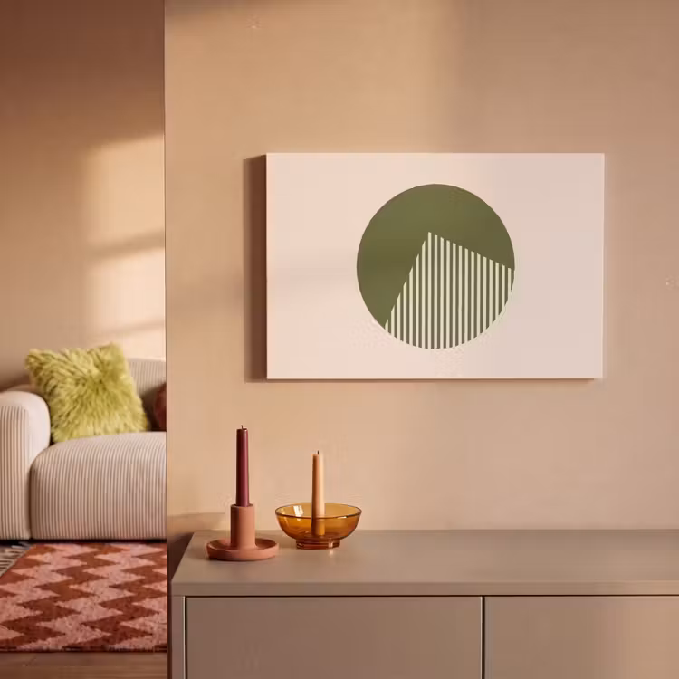 Cirkel - Strepen - Geometrisch - Abstract - Groen canvas 2cm klein -sfeer1