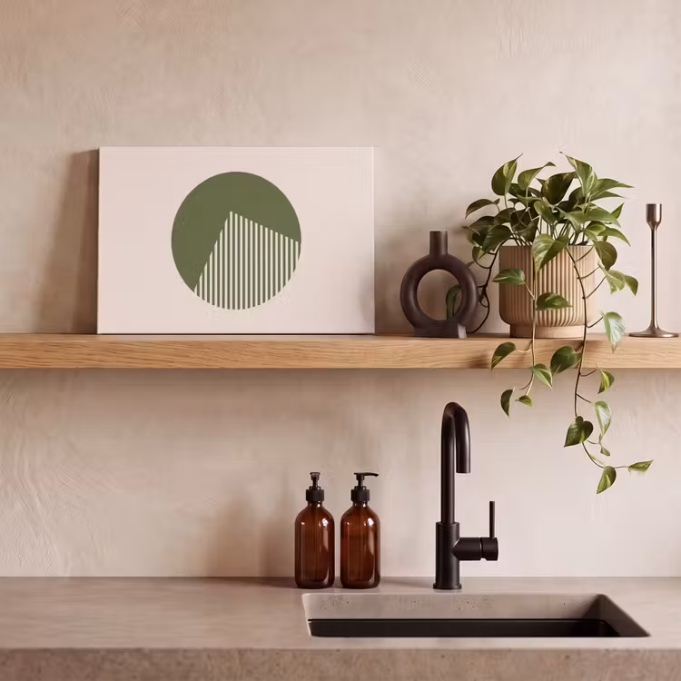 Cirkel - Strepen - Geometrisch - Abstract - Groen canvas 2cm klein -sfeer3