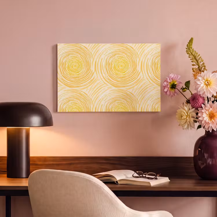 Cirkels - Abstract - Artistiek - Geel canvas 2cm klein 34 -sfeer4