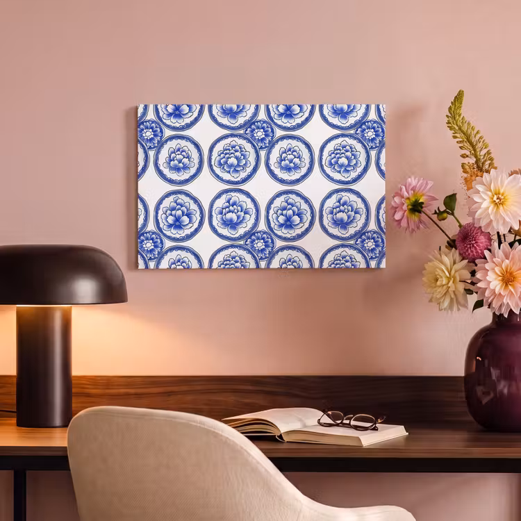 Cirkels - Bloemen - Blauw canvas 2cm klein 34 -sfeer4