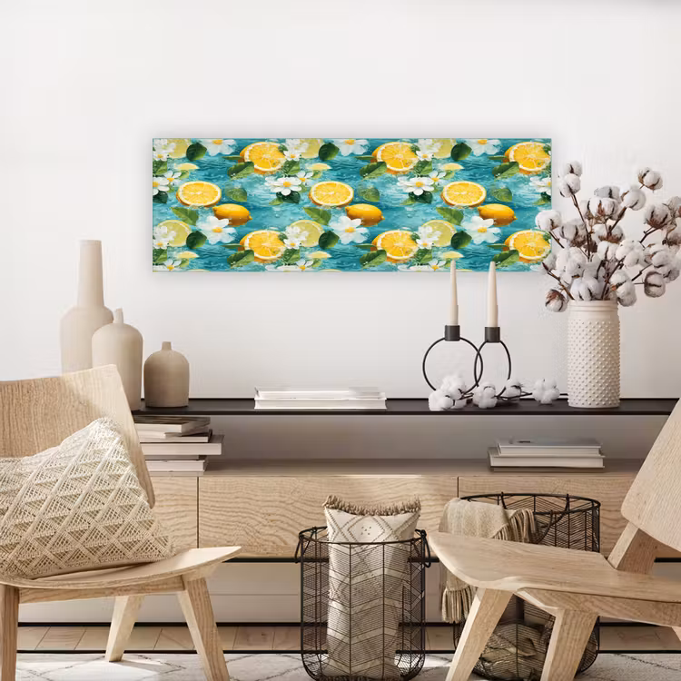 Citroen - Bloemen - Bruisend - Water canvas 2cm klein 828 -sfeer6