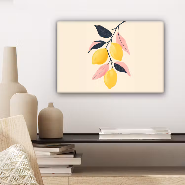 Citroenen - Felgeel - Tak - Bladeren canvas 2cm klein -sfeer6