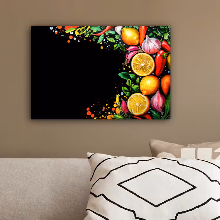 Citroenen - Peper - Kruiden - Graffiti - Verf - Abstract canvas 2cm klein -sfeer3