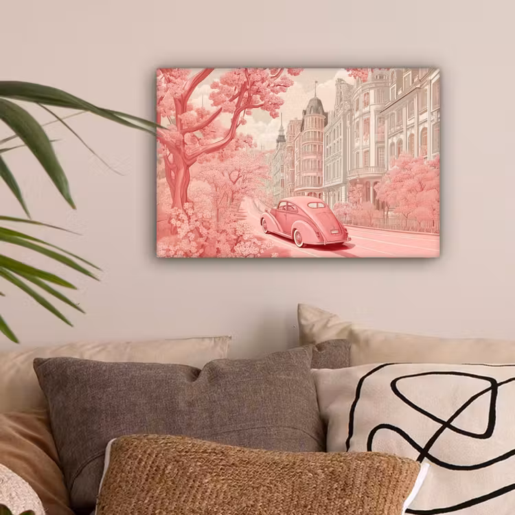 City - Car - Pink canvas 2cm klein -sfeer1