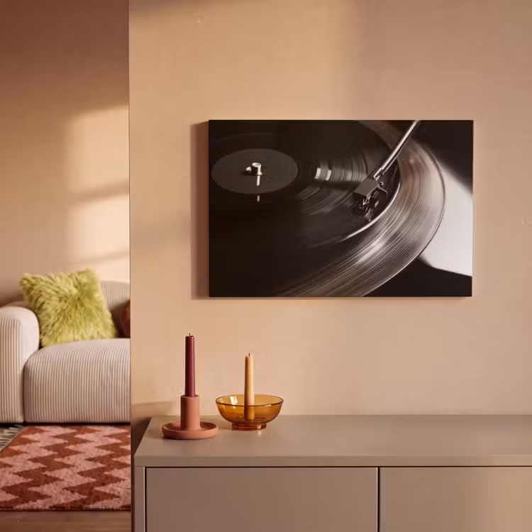Close-up - Vinylplaat - Platenspeler - Zwart canvas 2cm klein -sfeer1
