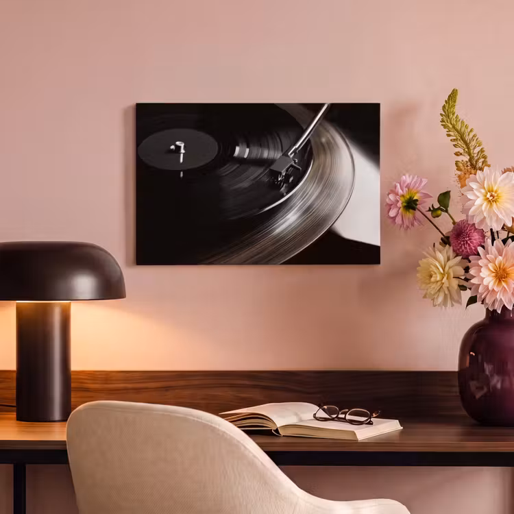 Close-up - Vinylplaat - Platenspeler - Zwart canvas 2cm klein -sfeer4