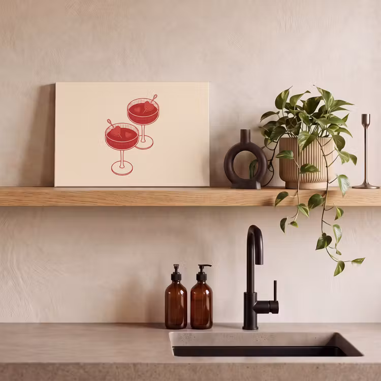 Cocktail - Hartjes - Liefde - Illustratie - Rood canvas 2cm klein -sfeer3