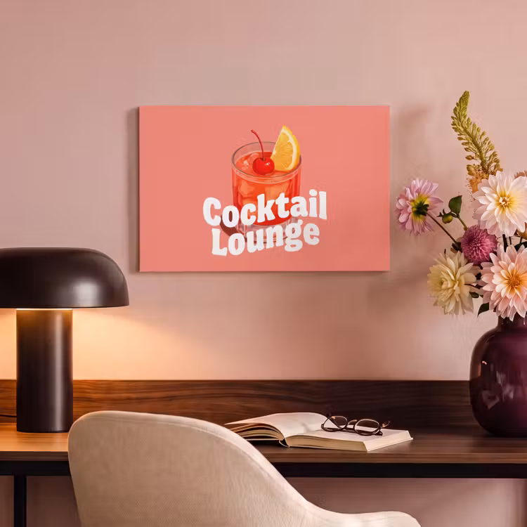 Cocktail Lounge - Glas - Koraal canvas 2cm klein -sfeer4