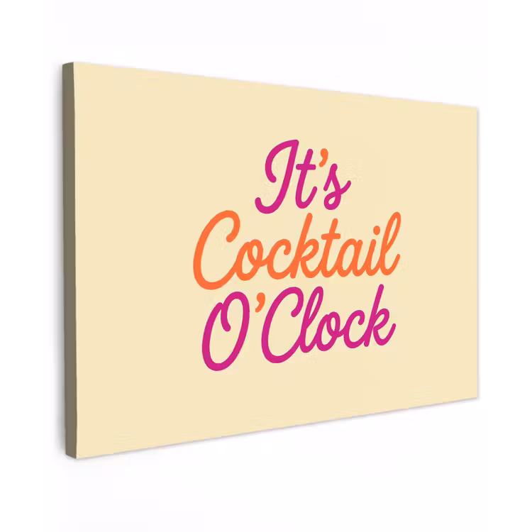 Cocktail O'Clock - Geel - Retro canvas 2cm klein -z3d