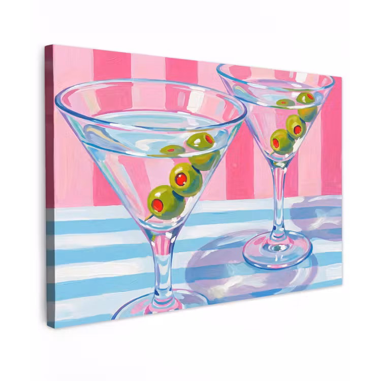 Cocktail - Olijven - Kunst - Modern - Roze canvas 2cm klein -z3d