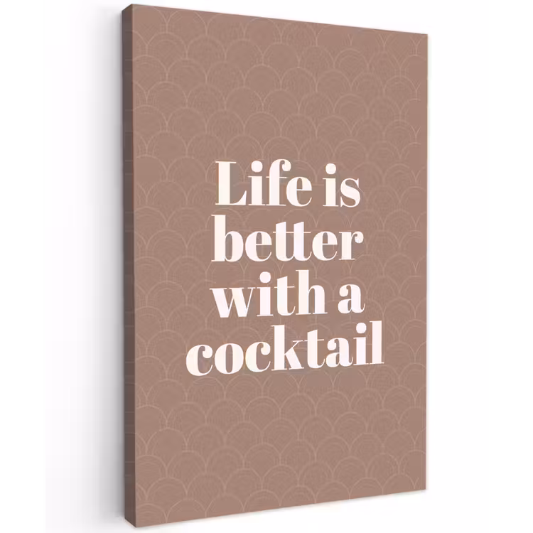 Cocktail - Tekst - Patroon - Wit canvas 2cm klein -z3d