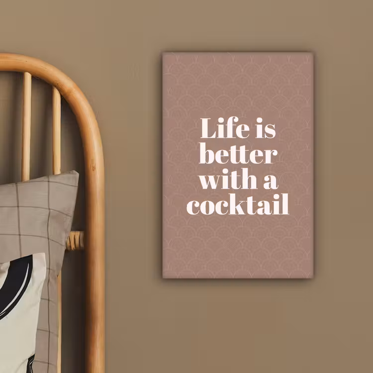 Cocktail - Tekst - Patroon - Wit canvas 2cm klein -sfeer3