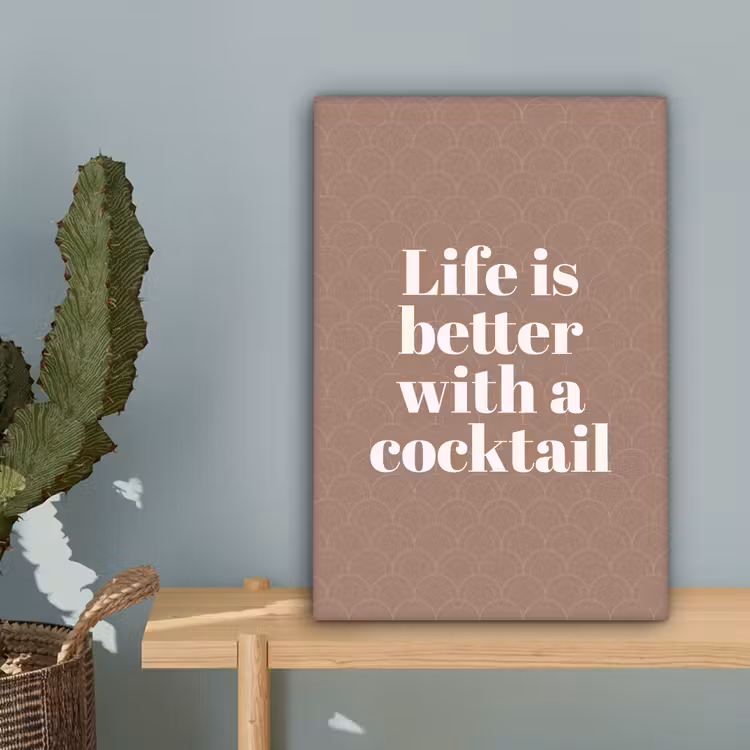 Cocktail - Tekst - Patroon - Wit canvas 2cm klein -sfeer4