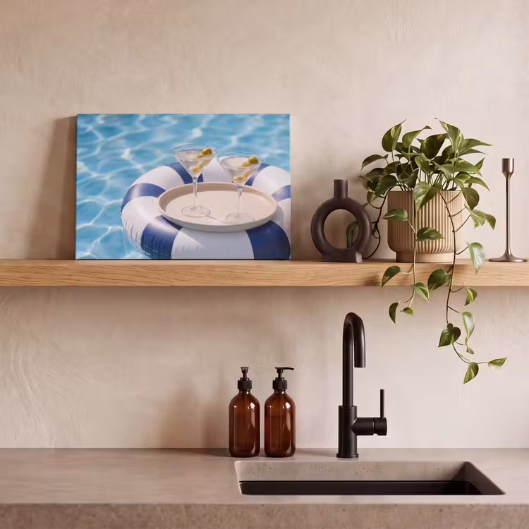 Cocktail - Zwembad - Zomer - Blauw canvas 2cm klein -sfeer3