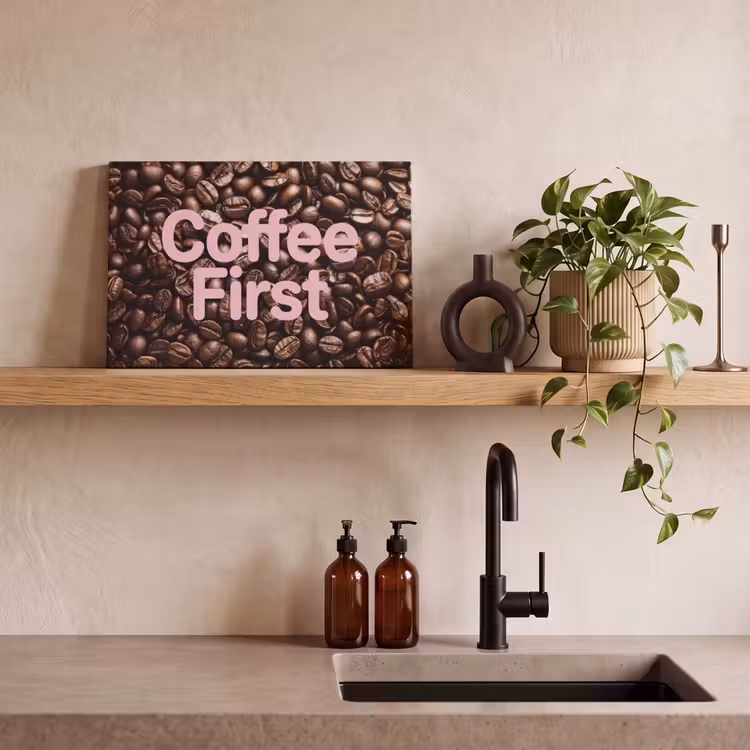 Coffee First - Koffiebonen - Roze canvas 2cm klein -sfeer3