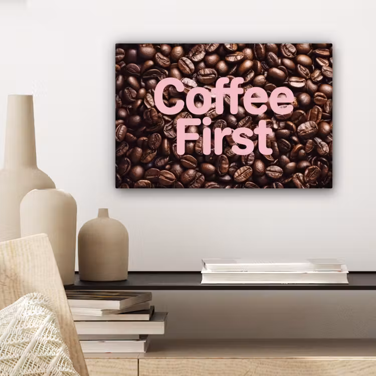 Coffee First - Koffiebonen - Roze canvas 2cm klein -sfeer6