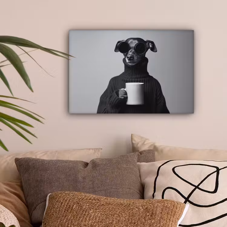 Coltrui - Hond - Bril - Mok canvas 2cm klein -sfeer1