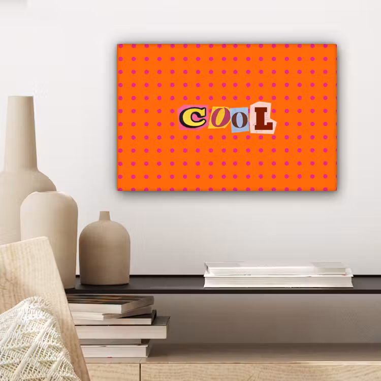 Cool - Stippen - Oranje canvas 2cm klein -sfeer6