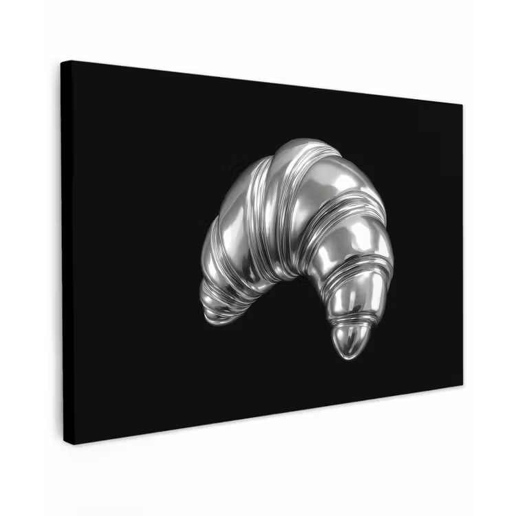 Croissant - Metaal - Zilver canvas 2cm klein -z3d