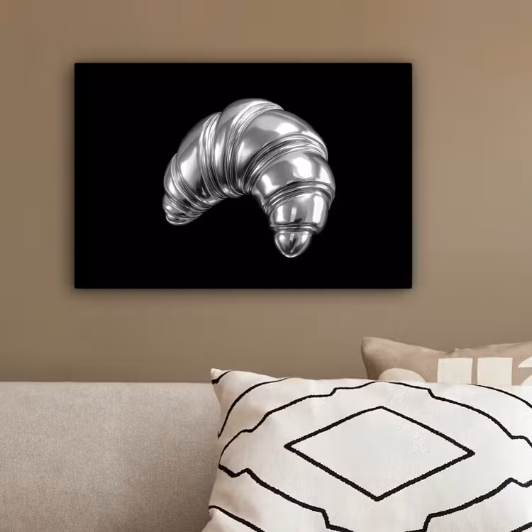 Croissant - Metaal - Zilver canvas 2cm klein -sfeer3