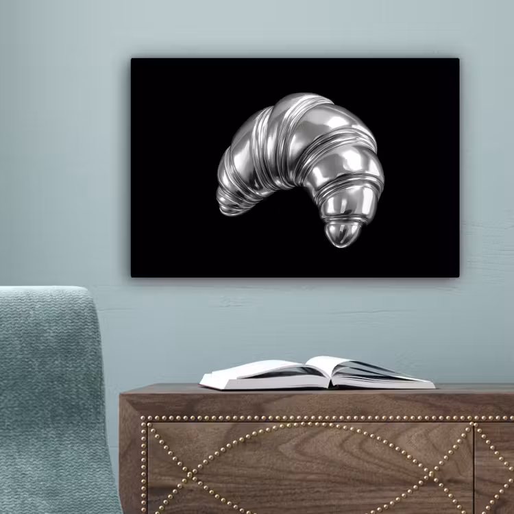 Croissant - Metaal - Zilver canvas 2cm klein -sfeer4