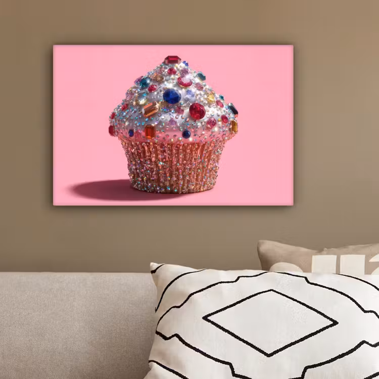 Cupcake - Kleurrijk - Edelstenen canvas 2cm klein -sfeer3
