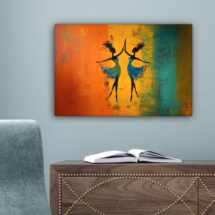 Dansen - Vrouwen - Verfstructuur canvas 2cm klein -sfeer4