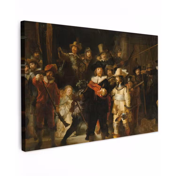 De Nachtwacht - Schilderij van Rembrandt van Rijn canvas 2cm klein -z3d