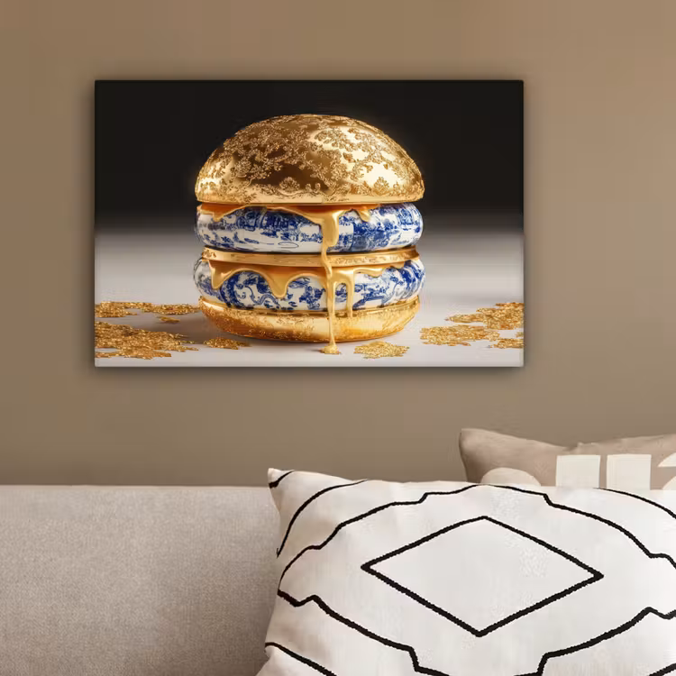 Delftsblauw - Goud - Burger canvas 2cm klein -sfeer3