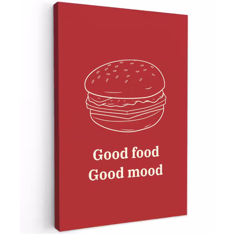 Dieprood - Lijntekening - Tekst - Hamburger canvas 2cm klein -z3d