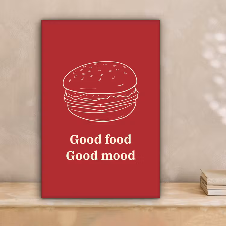 Dieprood - Lijntekening - Tekst - Hamburger canvas 2cm klein -sfeer1