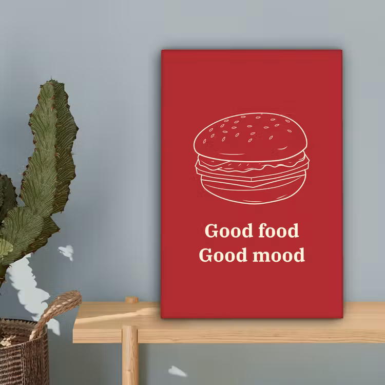 Dieprood - Lijntekening - Tekst - Hamburger canvas 2cm klein -sfeer4