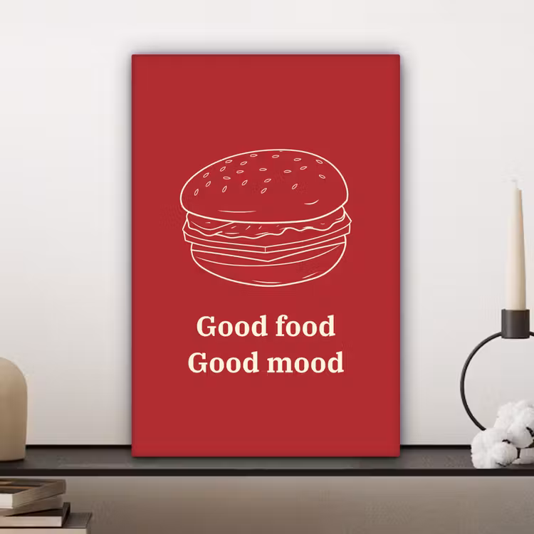 Dieprood - Lijntekening - Tekst - Hamburger canvas 2cm klein -sfeer6