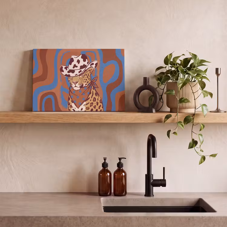 Dieren - Cowboyhoed - Modern - Illustratie - Bruin canvas 2cm klein -sfeer3