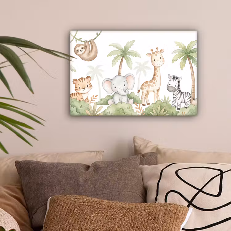 Dieren - Jungle - Pastel canvas 2cm klein -sfeer1