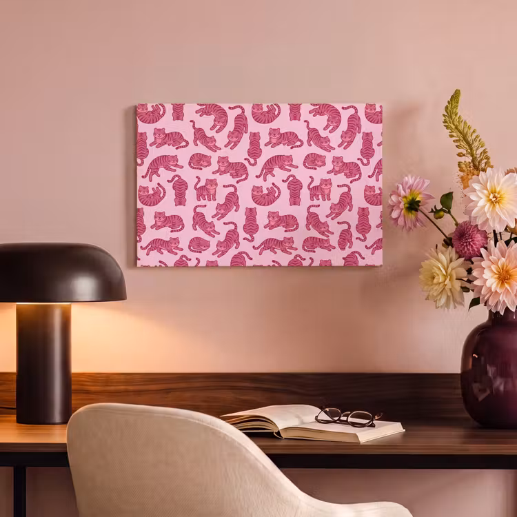 Dieren - Patroon - Roze - Speels - Cartoon canvas 2cm klein -sfeer4