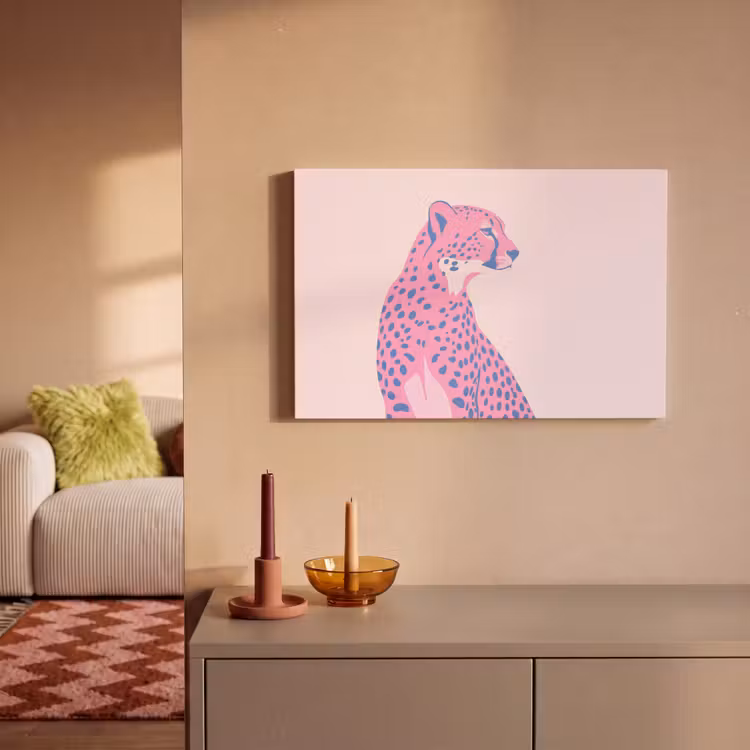 Dieren - Profiel - Abstract - Roze - Blauw canvas 2cm klein -sfeer1
