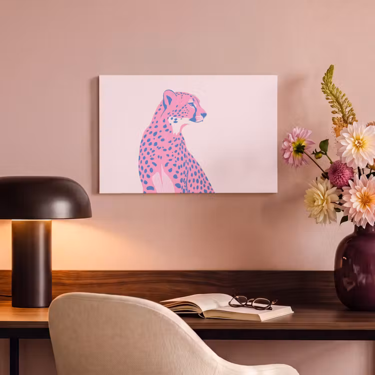 Dieren - Profiel - Abstract - Roze - Blauw canvas 2cm klein -sfeer4