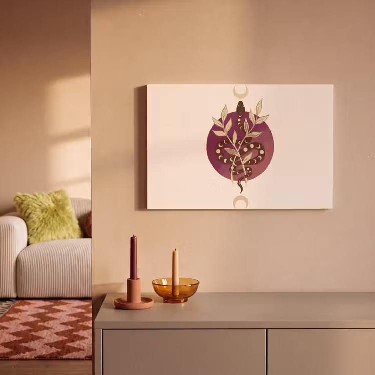 Dieren - Slang - Maan - Mystiek - Abstract canvas 2cm klein -sfeer1