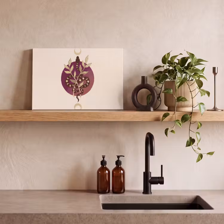 Dieren - Slang - Maan - Mystiek - Abstract canvas 2cm klein -sfeer3