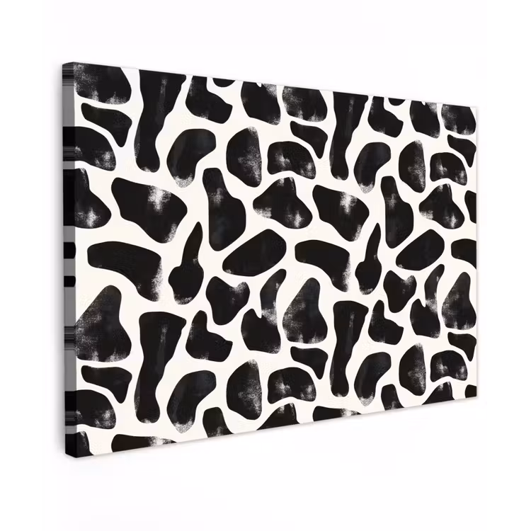 Dierenpatroon - Vlekken - Zwart - Wit canvas 2cm klein 34 -z3d
