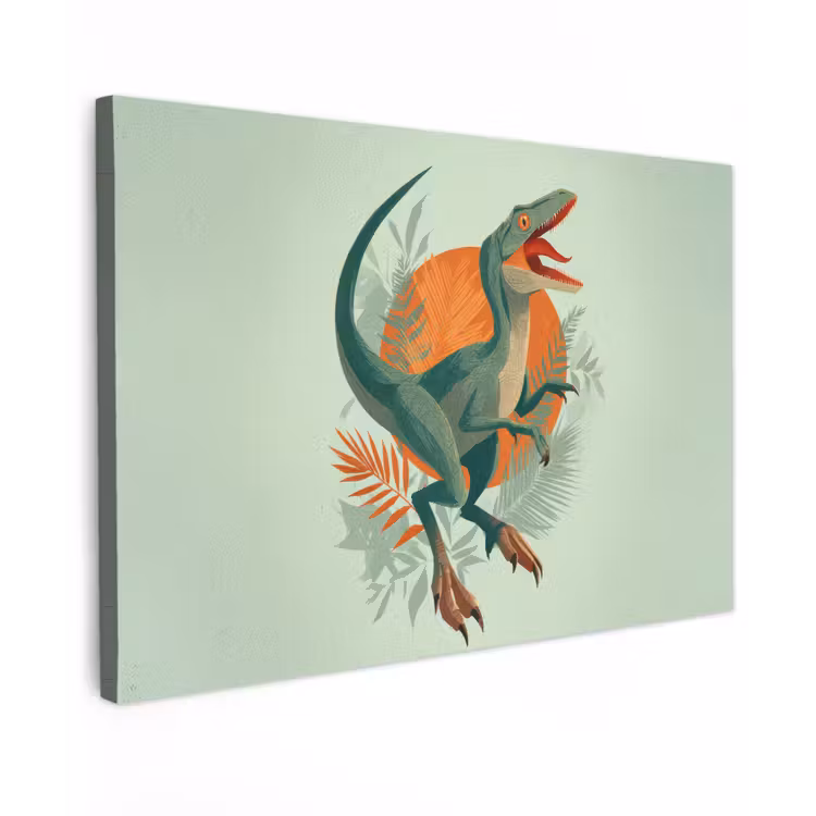 Dino - Bladeren - Grafisch - Groen canvas 2cm klein -z3d