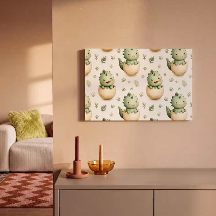 Dino - Eieren - Groen canvas 2cm klein 34 -sfeer1