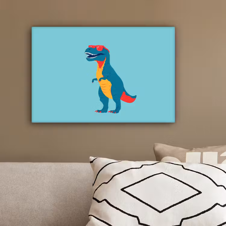 Dinosaurus - Blauw - Zonnebril canvas 2cm klein -sfeer3